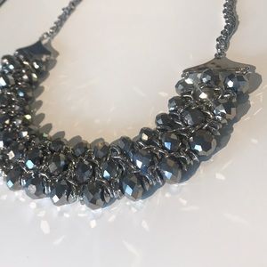 Macy’s-Silver Gem Statement Necklace-NWT